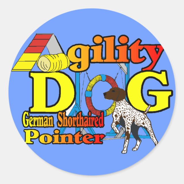 Deutsche Kurzpointer-Agility-Geschenke Runder Aufkleber (Vorderseite)