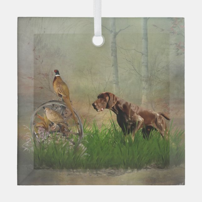 Deutsche Kurzzeiger (APS) Ornament Aus Glas (Vorderseite)