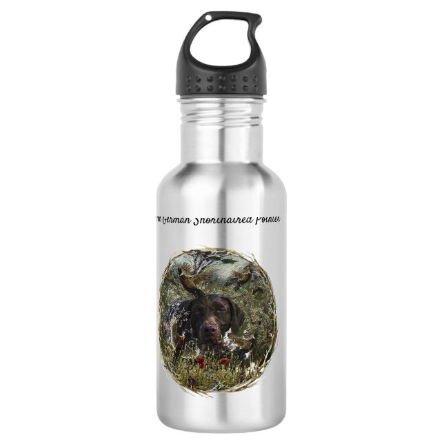 Deutsche Kurzzeiger Edelstahlflasche (Vorderseite)