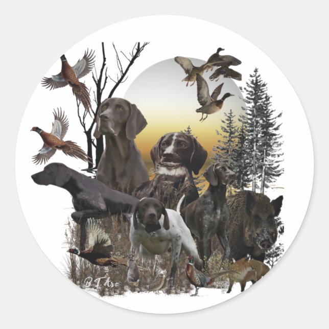 Deutsche Kurzzeiger Runder Aufkleber (Vorderseite)
