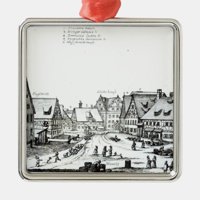 Deutsche Marktstadt, 1704 Silbernes Ornament (Vorne)