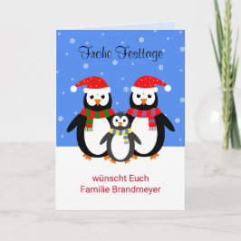 Deutsche Pinguine glückliche Feiertage bearbeitbar Feiertagskarte
