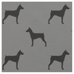 Deutsche Pinscher Hund Silhouetten Gemustert Stoff