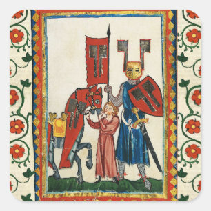 DEUTSCHE POET ALS TEUTONISCHE KNIGHT MEDIEVENTUELL QUADRATISCHER AUFKLEBER