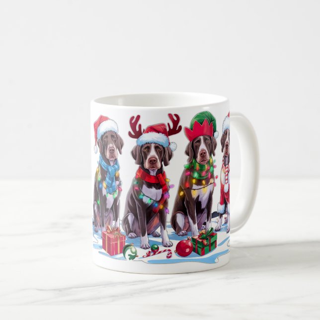 Deutsche Pointer Weihnachtsmannmütze will Weihnach Kaffeetasse (VorderseiteRechts)