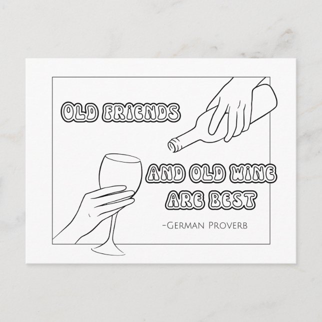 Deutsche Proverb Coloring Postcard Postkarte (Vorderseite)