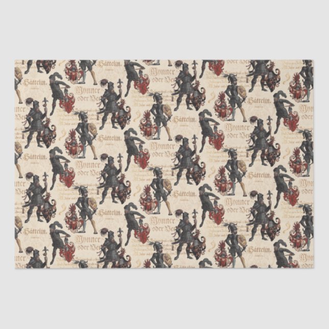 Deutsche Ritter im Rüstungswesen und Wappen Seidenpapier (Vorderseite)