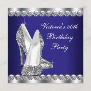 Deutsche Royal Blue 50. Geburtstagsparty Einladung