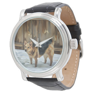 Deutsche Schäfchen in der Schneeüberwachung Armbanduhr