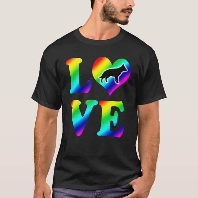 Deutsche Schäferart Pride Rainbow Liebe T-Shirt (Vorderseite)