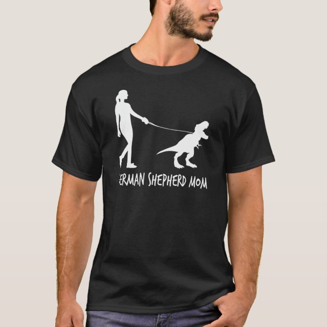 Deutsche Schäferhirde Mama Dinosaur GSD Eigentümer T-Shirt (Vorderseite)