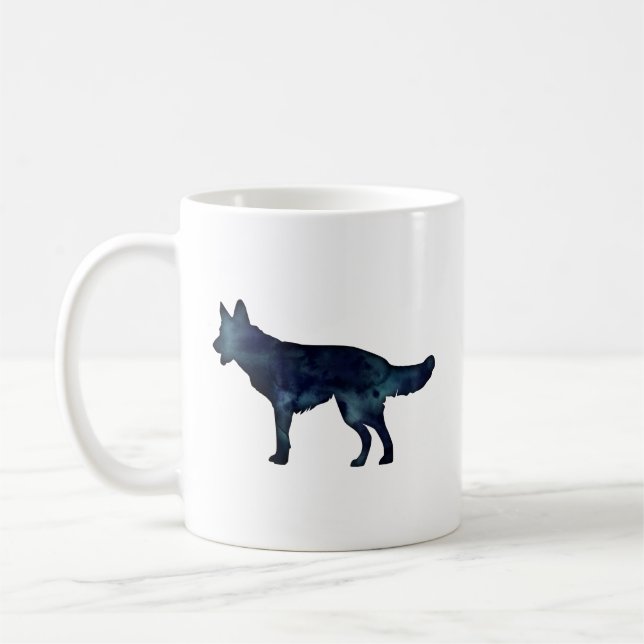 Deutsche Schäferhirte Schwarzes Wasser Silhouette Kaffeetasse (Links)