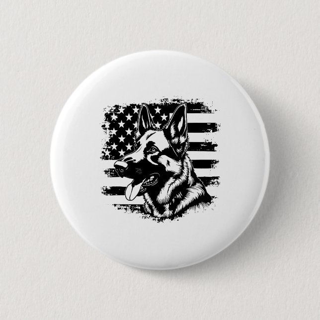Deutsche Schäferhirte US-Flagge Sungles Patriotic  Button (Vorderseite)