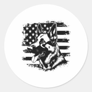 Deutsche Schäferhirte US-Flagge Sungles Patriotic Runder Aufkleber