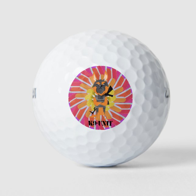 Deutsche Schäferhund Cartoon K9 Einheit Hundedesig Golfball (Vorderseite)