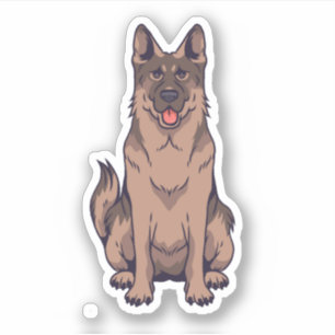Deutsche Schäferhund-Comic-Porträt Aufkleber