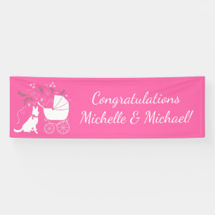Deutsche Schäferhund Dog Baby Dusche Pink Girl Banner
