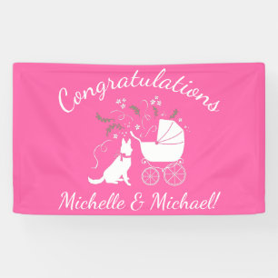 Deutsche Schäferhund Dog Baby Dusche Pink Girl Banner