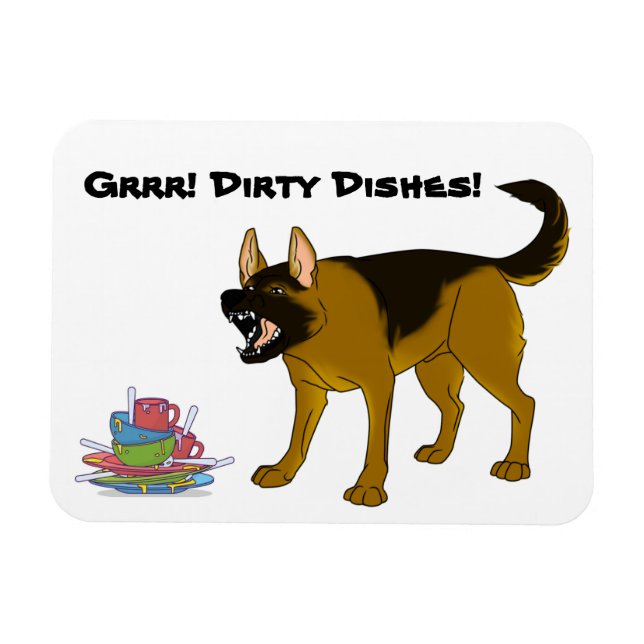 Deutsche Schäferhund Dog Dirty Geschirrs unterzeic Magnet (Horizontal)