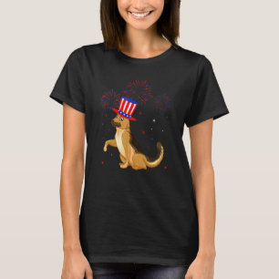 Deutsche Schäferhund Dog Red White Blue Fireworks  T-Shirt