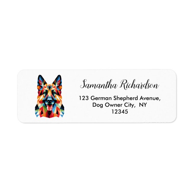 Deutsche Schäferhund geometrische Rücksendeadresse (Vorne)