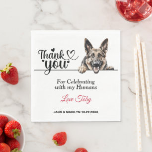 Deutsche Schäferhund Hochzeit Danke Serviette