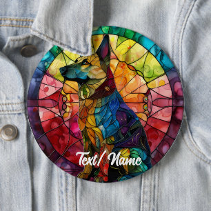 Deutsche Schäferhund Hundehunde-Bleiglas-Design-Bu Button