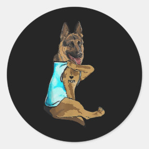 Deutsche Schäferhund I Liebe Mama Tattoo Dog Mütte Runder Aufkleber