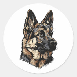 Deutsche Schäferhund-Kunst Runder Aufkleber