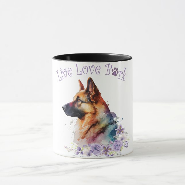 Deutsche Schäferhund Mama Floral Tasse (Zentrum)