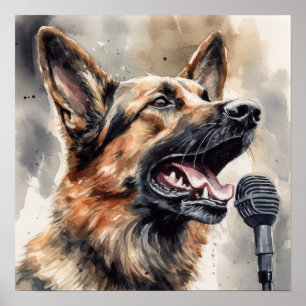 Deutsche Schäferhund-Musikfabrik-Kunstposter Poster