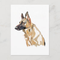 Deutsche Schäferhund-Postkarte, Aquarell-Illustrat