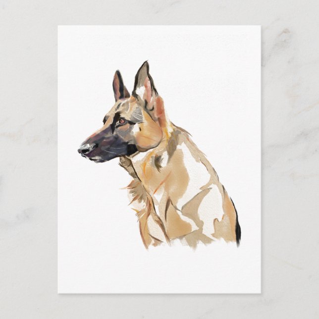 Deutsche Schäferhund-Postkarte, Aquarell-Illustrat Postkarte (Vorderseite)