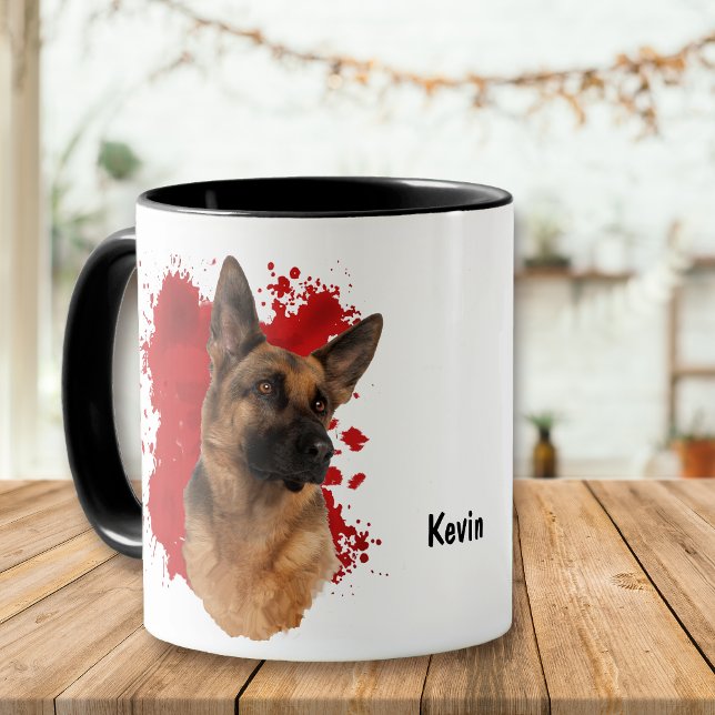 Deutsche Schäferhund Red Abstrakt Background Tasse (Von Creator hochgeladen)