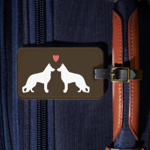 Deutsche Schäferhund Silhouetten mit Herz Gepäckanhänger