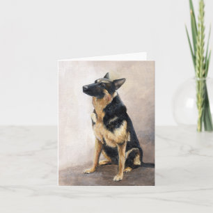 Deutsche Schäferhund Sitting Dog Art Note Card Karte