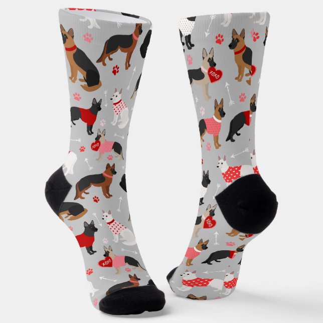 Deutsche Schäferhund Valentine Muster Socks Socken (Gewinkelt)
