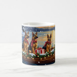 Deutsche Schäferhund-Weihnachtsboot-Feier Kaffeetasse