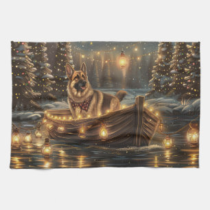 Deutsche Schäferhund-Weihnachtsfestreise Geschirrtuch