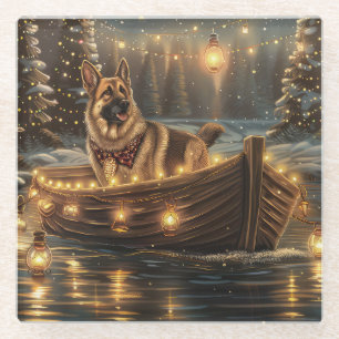 Deutsche Schäferhund-Weihnachtsfestreise Glasuntersetzer