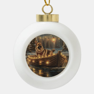 Deutsche Schäferhund-Weihnachtsfestreise Keramik Kugel-Ornament