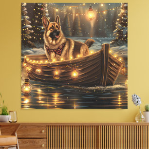 Deutsche Schäferhund-Weihnachtsfestreise Leinwanddruck