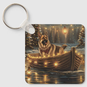 Deutsche Schäferhund-Weihnachtsfestreise Schlüsselanhänger