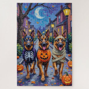 Deutsche Schäferhunde beim Halloween-Süßigkeiten-S Puzzle