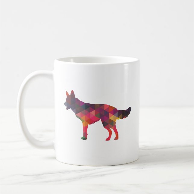 Deutsche Schäferhunde Geometrisches Muster Silhoue Kaffeetasse (Links)