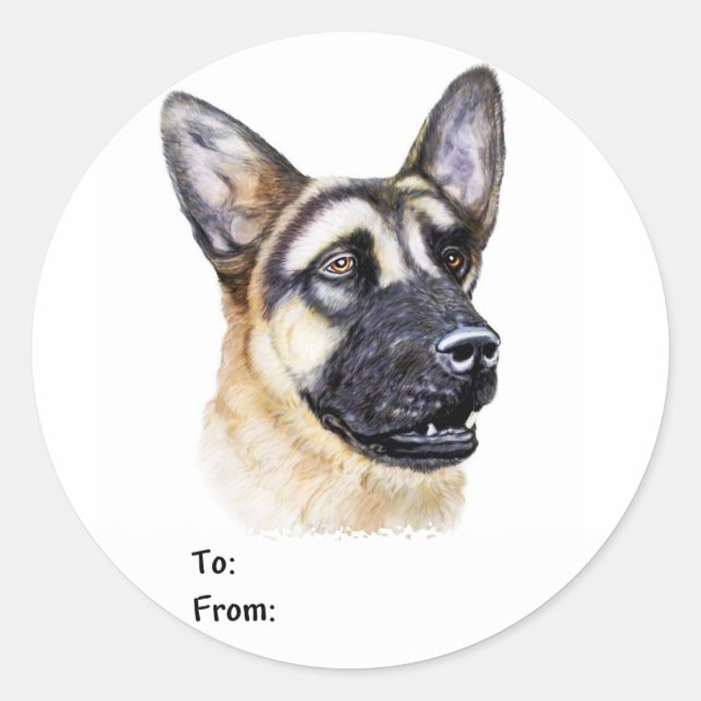 Deutsche Schäferhunde-Geschenketags Runder Aufkleber (Vorderseite)