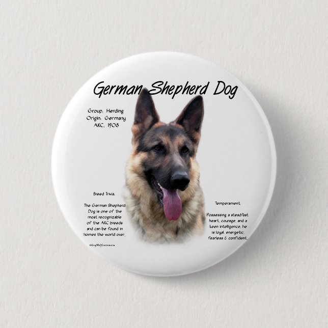 Deutsche Schäferhunde-Geschichtsdesign Button (Vorderseite)