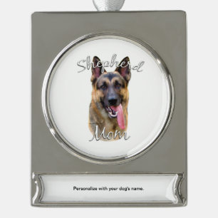 Deutsche Schäferhunde Mama 2 Banner-Ornament Silber