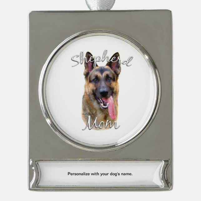 Deutsche Schäferhunde Mama 2 Banner-Ornament Silber (Vorderseite)