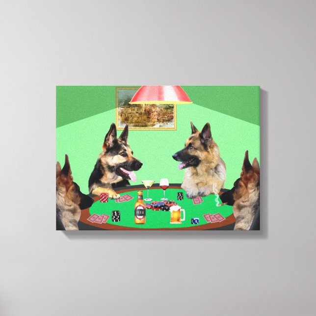 Deutsche Schäferhunde Poker spielen Leinwanddruck (Vorderseite)